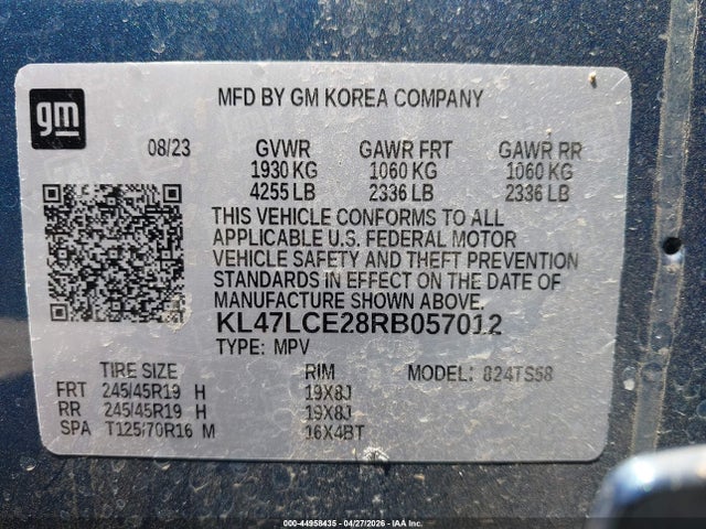 44958435 :رقم المزاد ، KL47LCE28RB057012 vin ، 2024 Buick Envista Avenir Fwd مزاد بيع
