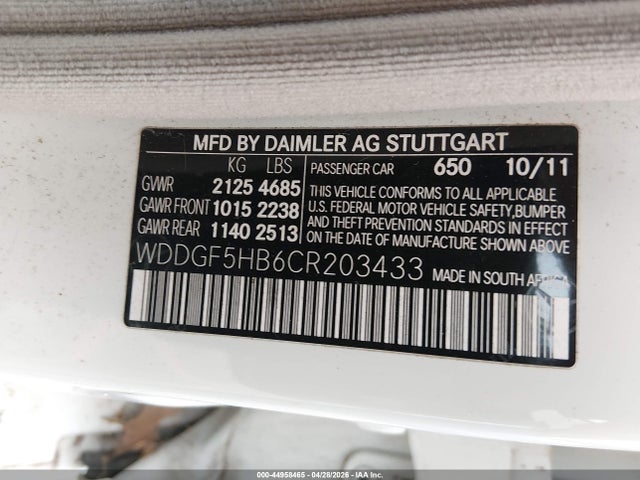 Продаж на аукціоні авто 2012 Mercedes-benz C 350 Sport, vin: WDDGF5HB6CR203433, номер лоту: 44958465