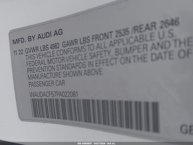 Продажа на аукционе авто 2023 Audi A5 Sportback Premium 45 Tfsi S Line Quattro S Tronic, vin: WAUDACF57PA022081, номер лота: 44958507