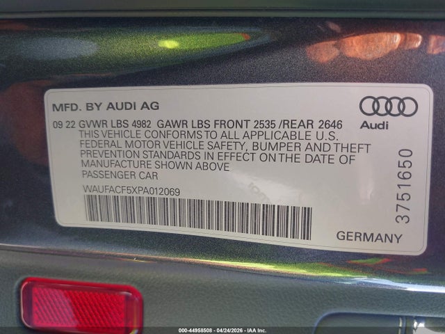 WAUFACF5XPA012069 Audi A5 Sportback Premium Plus 45 Tfsi S Line Quattro S Tronic
