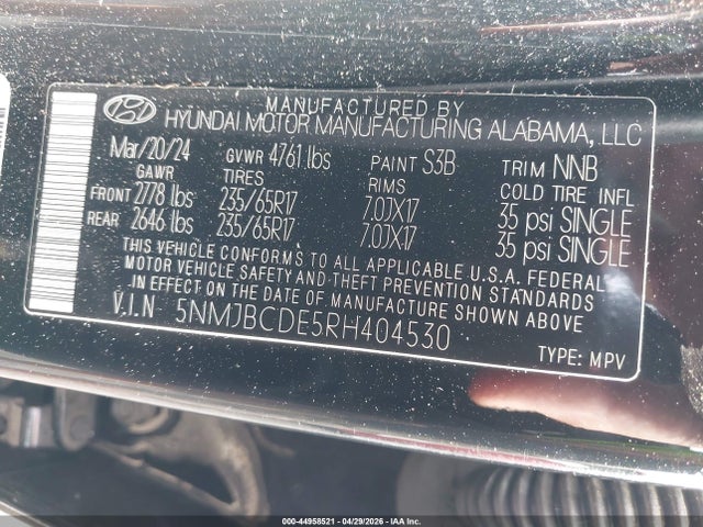 Hyundai TUCSON SEL 2024 5NMJBCDE5RH404530 Image 9