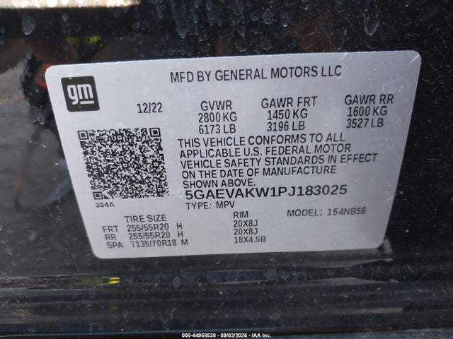 44958538 :رقم المزاد ، 5GAEVAKW1PJ183025 vin ، 2023 Buick Enclave Essence Awd مزاد بيع