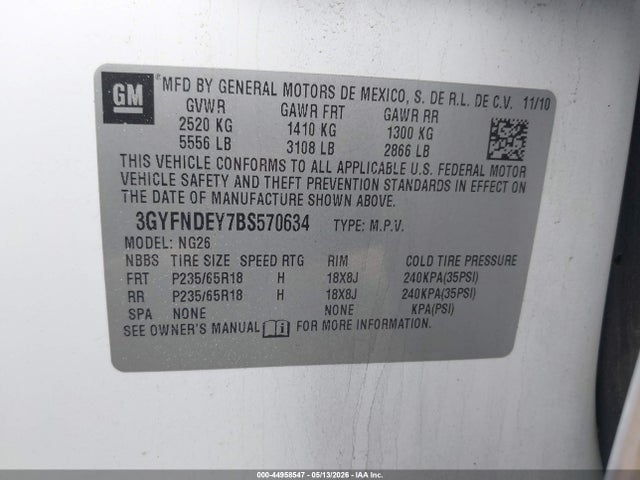 Продажа на аукционе авто 2011 Cadillac Srx Luxury Collection, vin: 3GYFNDEY7BS570634, номер лота: 44958547