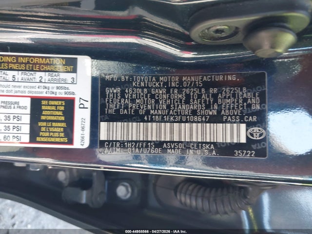 Toyota CAMRY SE 2015 4T1BF1FK3FU108647 Image 9