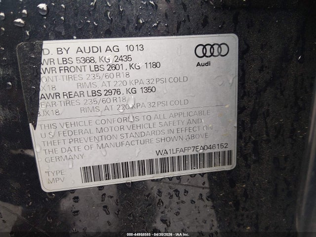 Aukcja sprzedaży 2014 Audi Q5 2.0t Premium, vin: WA1LFAFP7EA046152, numer aukcji: 44958585