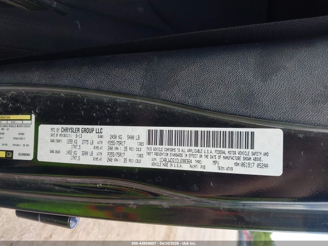 2013 Jeep Wrangler Unlimited Sport მანქანა იყიდება აუქციონზე, vin: 1C4BJWDG1DL698364, აუქციონის ნომერი: 44958607