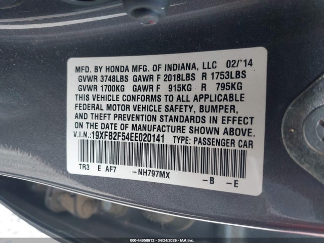 Honda Civic Lx 2014 19XFB2F54EE020141 Image 9