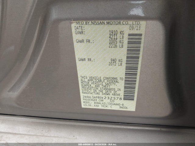 Продаж на аукціоні авто 2014 Nissan Altima 2.5 Sl, vin: 1N4AL3AP8EN232578, номер лоту: 44958613