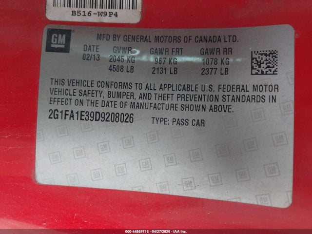 Продажа на аукционе авто 2013 Chevrolet Camaro 2ls, vin: 2G1FA1E39D9208026, номер лота: 44958718