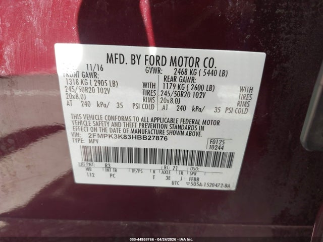 Ford Edge Titanium 2017 2FMPK3K83HBB27876 Image 9