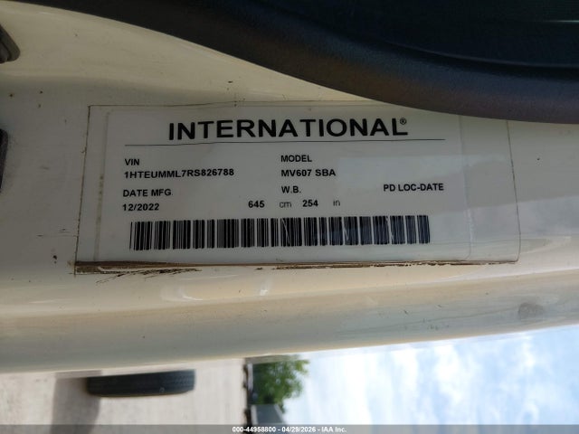 44958800 :رقم المزاد ، 1HTEUMML7RS826788 vin ، 2024 International Mv مزاد بيع