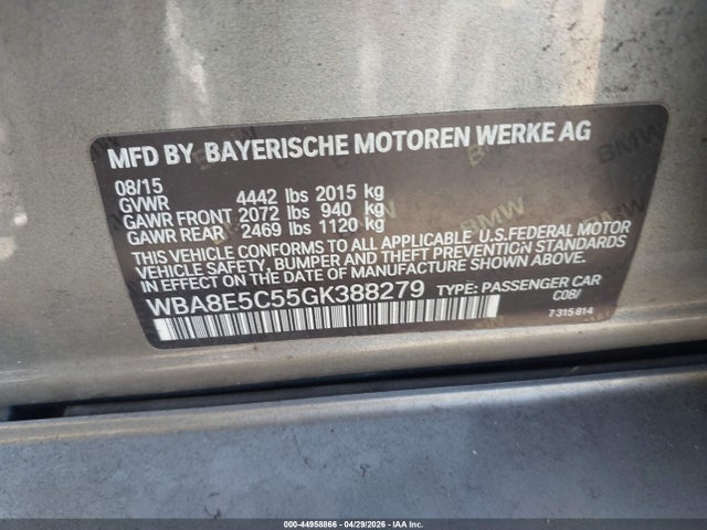Aukcja sprzedaży 2016 Bmw 328d, vin: WBA8E5C55GK388279, numer aukcji: 44958866