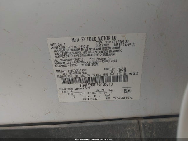 Aukcja sprzedaży 2015 Ford Taurus Se, vin: 1FAHP2D81FG105713, numer aukcji: 44958898