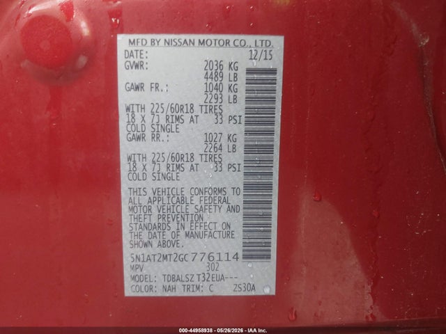 Nissan Rogue Sl 2016 5N1AT2MT2GC776114 Image 9