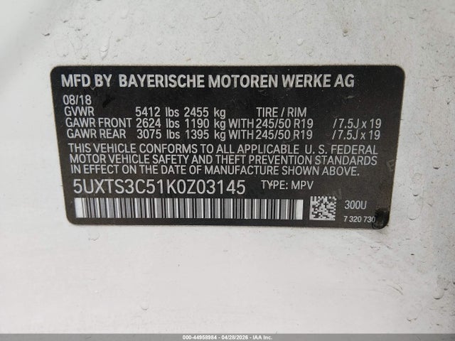 5UXTS3C51K0Z03145 BMW X3 M40i