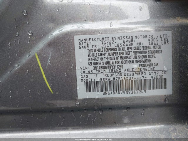 44958999 :رقم المزاد ، 3N1AB8DV4NY311269 vin ، 2022 Nissan Sentra Sr Xtronic Cvt مزاد بيع