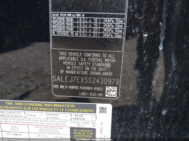 Продаж на аукціоні авто 2025 Land Rover Defender 110 P300, vin: SALEJ7EX5S2430978, номер лоту: 44959024