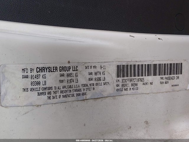 Продажа на аукционе авто 2012 Fiat 500 Sport, vin: 3C3CFFBR7CT187825, номер лота: 44959069