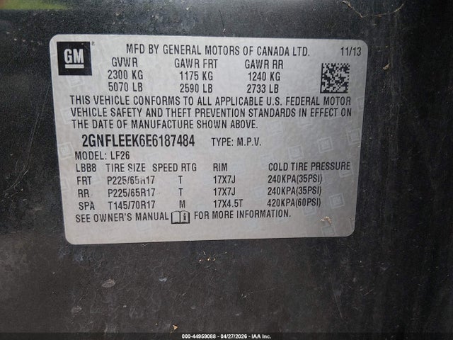 Продаж на аукціоні авто 2014 Chevrolet Equinox Ls, vin: 2GNFLEEK6E6187484, номер лоту: 44959088