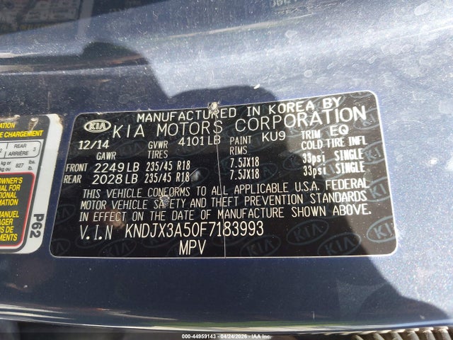 Aukcja sprzedaży 2015 Kia Soul !, vin: KNDJX3A50F7183993, numer aukcji: 44959143