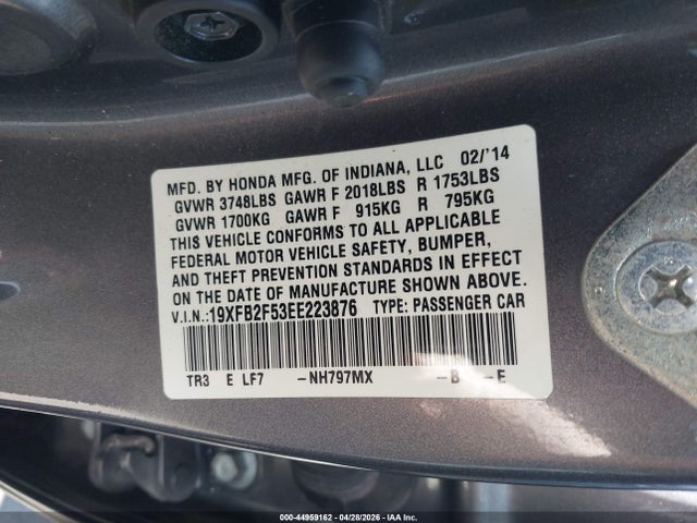19XFB2F53EE223876 Honda Civic Lx