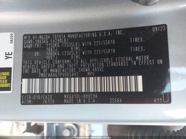 7MUEAAAG1PV065845 Toyota Corolla Cross Xle