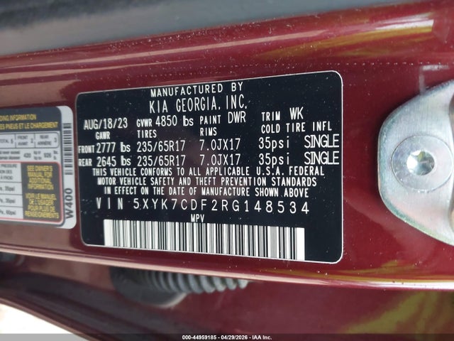 Продажа на аукционе авто 2024 Kia Sportage X-pro Prestige, vin: 5XYK7CDF2RG148534, номер лота: 44959185