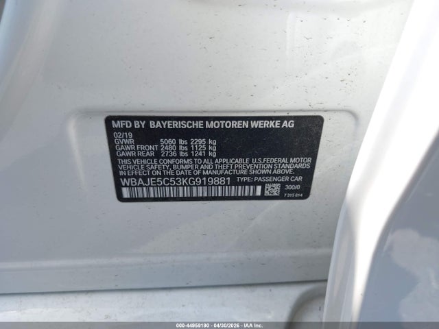 WBAJE5C53KG919881 BMW 540I