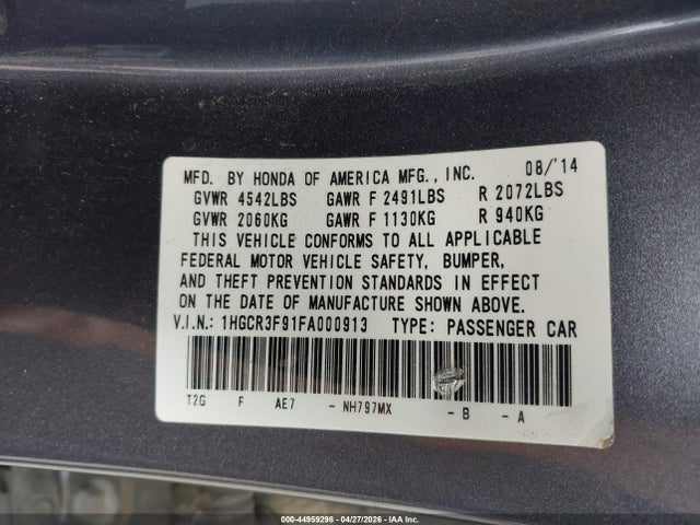 1HGCR3F91FA000913 Honda Accord Touring