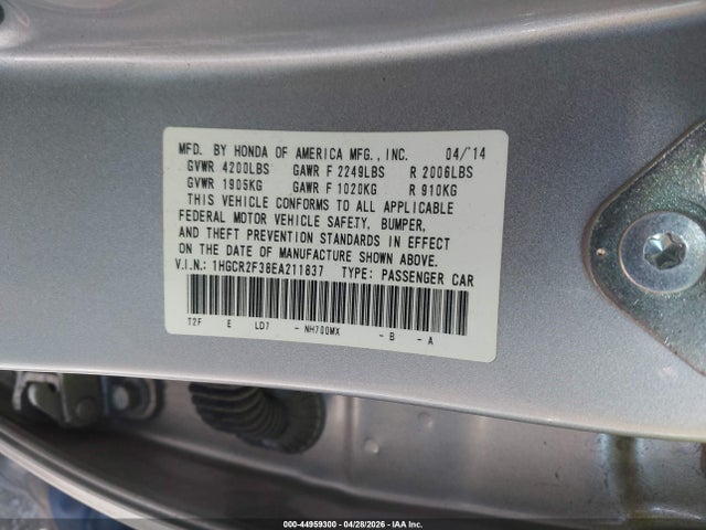 1HGCR2F38EA211837 Honda ACCORD LX