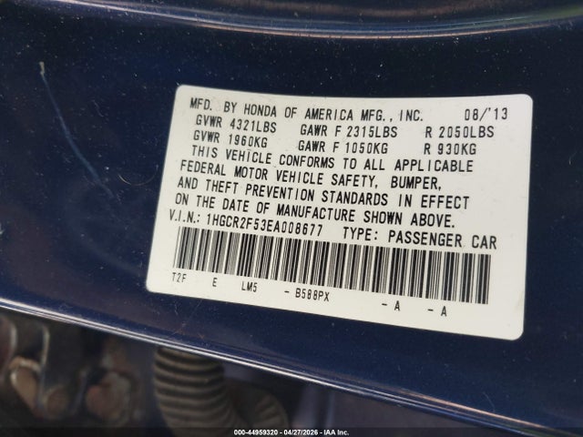 1HGCR2F53EA008677 Honda Accord Sport