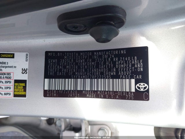 Aukcja sprzedaży 2024 Toyota Corolla Le, vin: 5YFB4MDE7RP222595, numer aukcji: 44959346