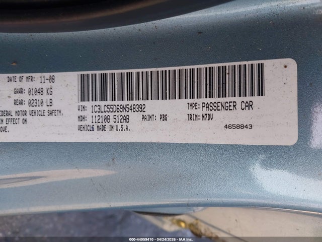 2009 Chrysler Sebring Touring მანქანა იყიდება აუქციონზე, vin: 1C3LC55D69N548392, აუქციონის ნომერი: 44959410