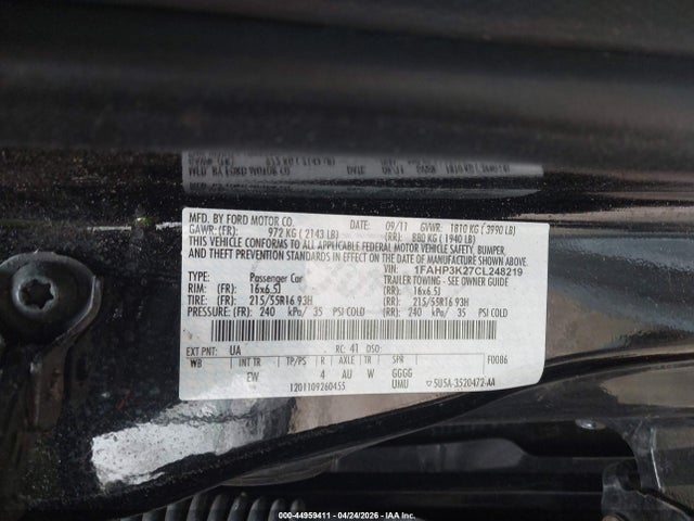 Auction sale of the 2012 Ford Focus Se, vin: 1FAHP3K27CL248219, lot number: 44959411