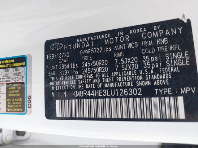 Aukcja sprzedaży 2020 Hyundai Palisade Sel, vin: KM8R44HE3LU126302, numer aukcji: 44959436
