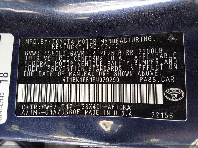 4T1BK1EB1EU079290 Toyota Avalon Xle Touring