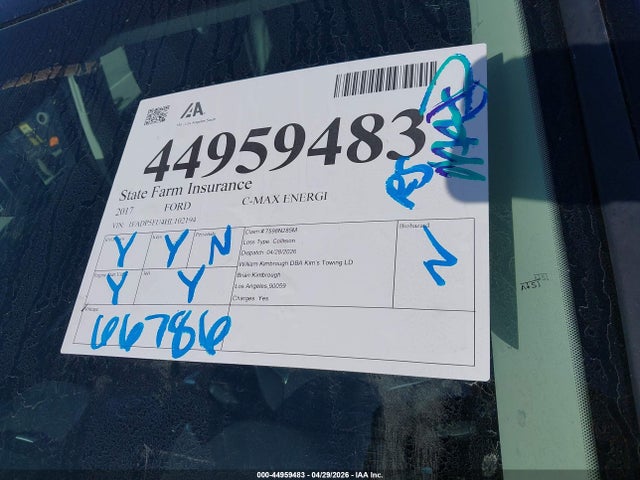 Aukcja sprzedaży 2017 Ford C-max Energi Titanium, vin: 1FADP5FU4HL102194, numer aukcji: 44959483