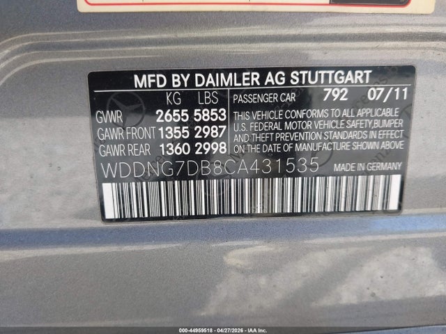 2012 Mercedes-benz S 550 მანქანა იყიდება აუქციონზე, vin: WDDNG7DB8CA431535, აუქციონის ნომერი: 44959518
