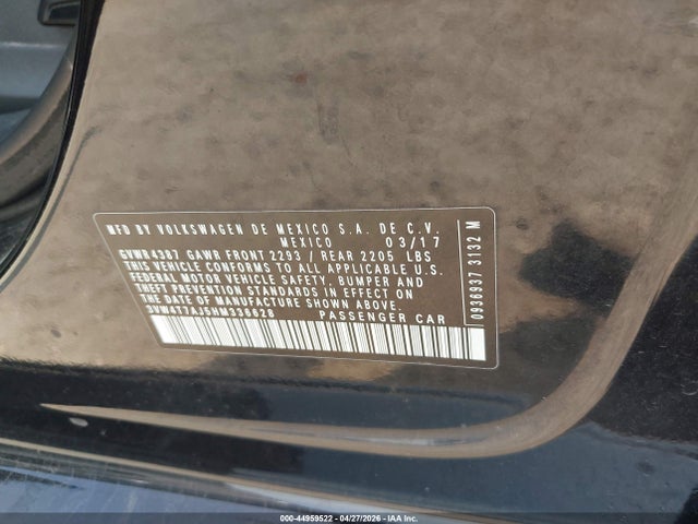 Aukcja sprzedaży 2017 Volkswagen Jetta Gli, vin: 3VW4T7AJ5HM336628, numer aukcji: 44959522