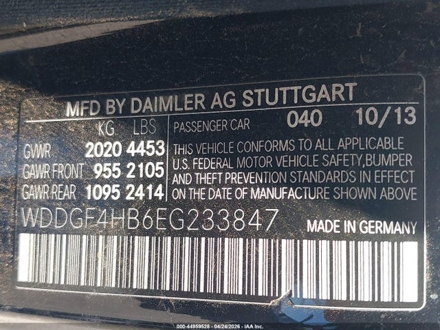 Aukcja sprzedaży 2014 Mercedes-benz C 250 Sport, vin: WDDGF4HB6EG233847, numer aukcji: 44959528