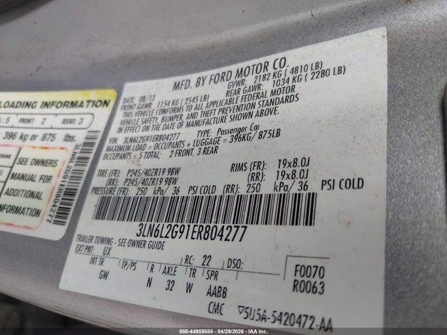 Lincoln MKZ 2014 3LN6L2G91ER804277 Image 9