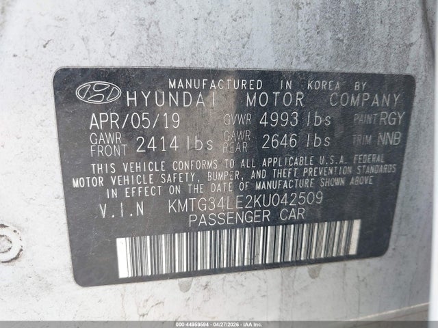 Продаж на аукціоні авто 2019 Genesis G70 3.3t Advanced, vin: KMTG34LE2KU042509, номер лоту: 44959594
