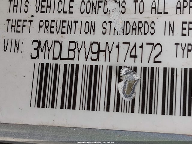 3MYDLBYV9HY174172 Toyota YARIS IA