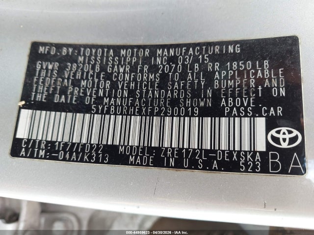 Toyota Corolla S/s Plus/s Premium 2015 5YFBURHEXFP290019 Image 9