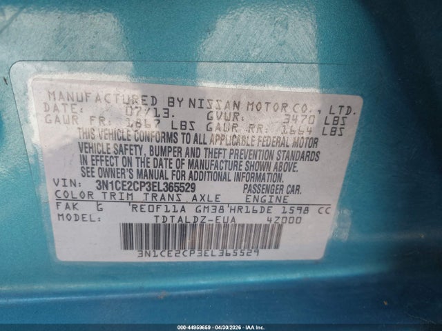 Aukcja sprzedaży 2014 Nissan Versa Note Sv, vin: 3N1CE2CP3EL365529, numer aukcji: 44959659