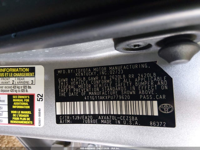 4T1G11AKXPU779620 Toyota CAMRY SE