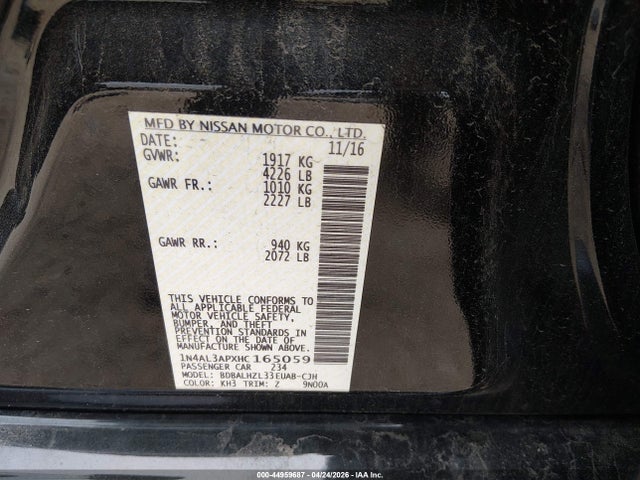 1N4AL3APXHC165059 Nissan Altima 2.5 Sr
