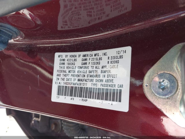 Honda Accord Ex-l 2015 1HGCR2F88FA091311 Image 9