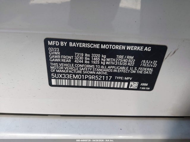 BMW X7 M60i 2023 5UX33EM01P9R52117 Image 9