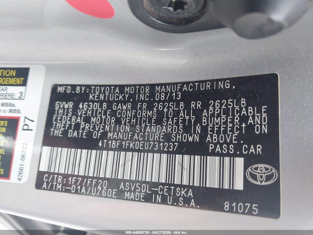 Toyota CAMRY SE 2014 4T1BF1FK0EU731237 Image 9